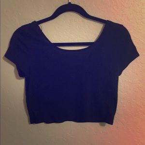 American Eagle Black Short Sleeve Crop Top